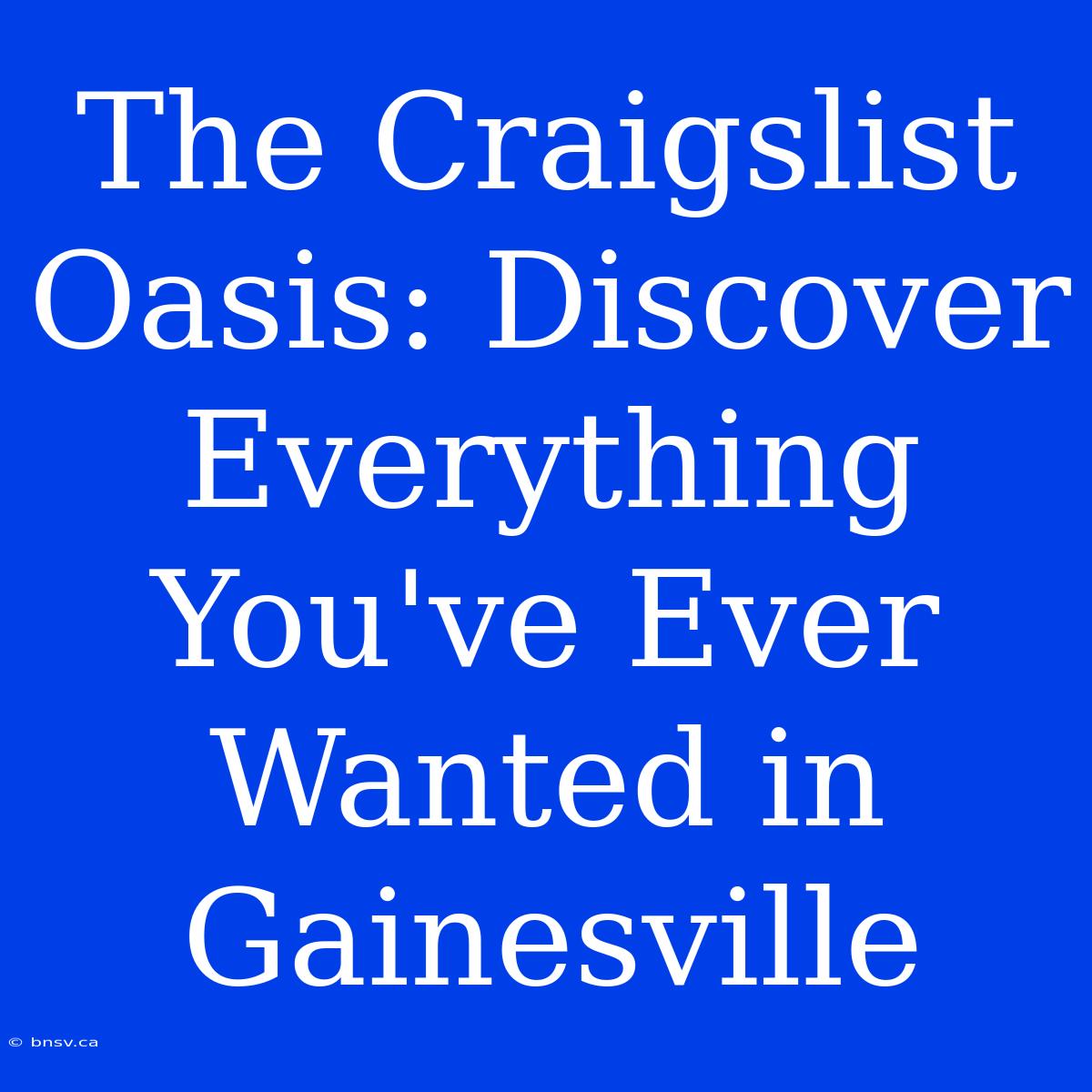 The Craigslist Oasis: Discover Everything You've Ever Wanted In Gainesville