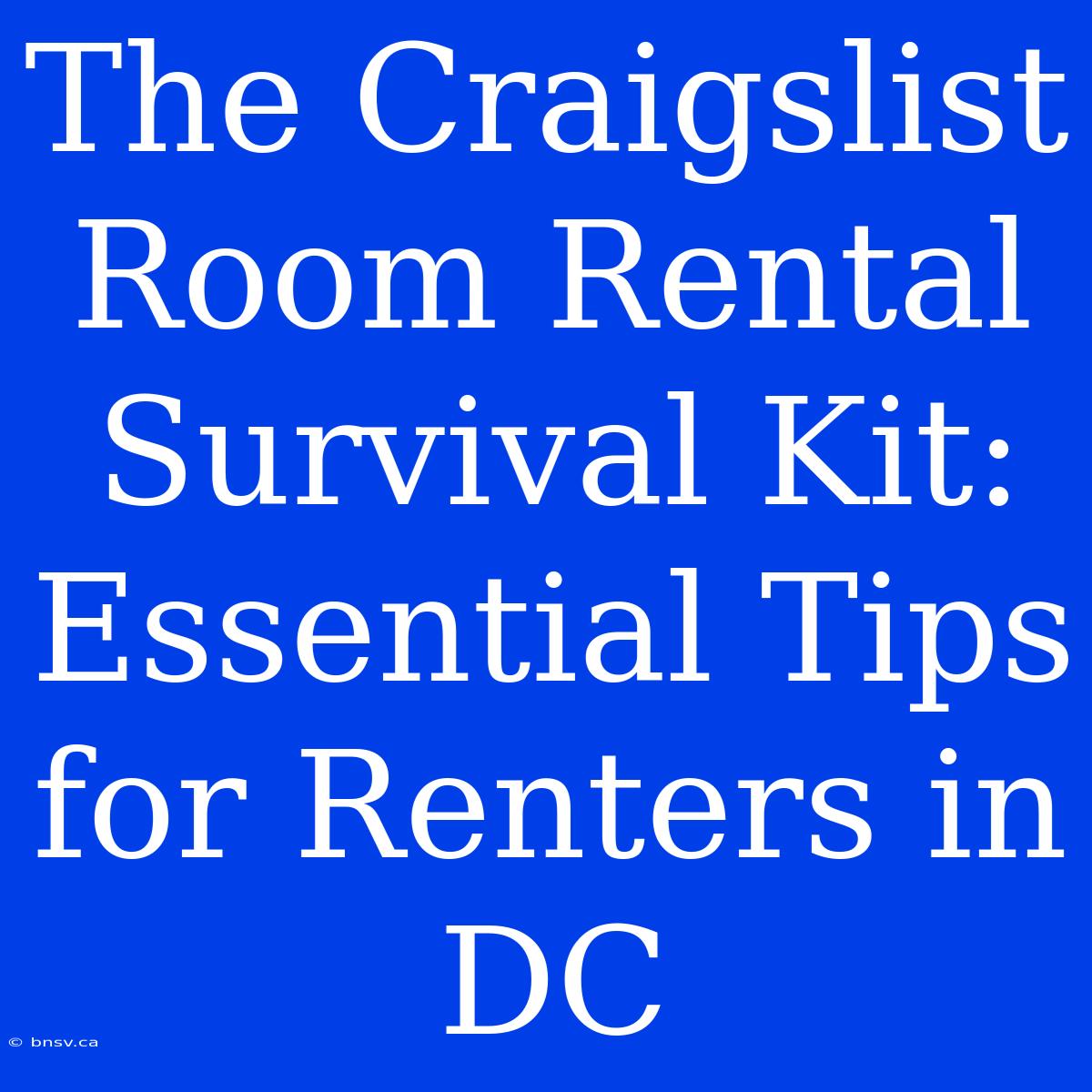 The Craigslist Room Rental Survival Kit: Essential Tips For Renters In DC