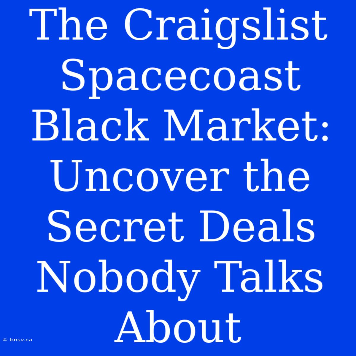 The Craigslist Spacecoast Black Market: Uncover The Secret Deals Nobody Talks About