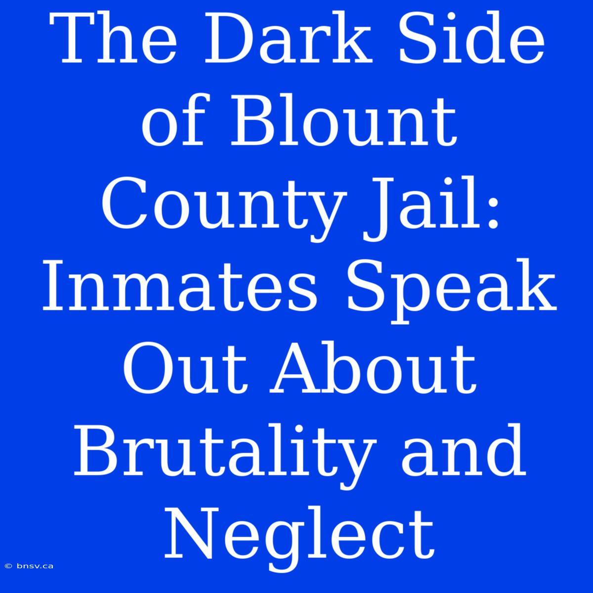 The Dark Side Of Blount County Jail: Inmates Speak Out About Brutality And Neglect