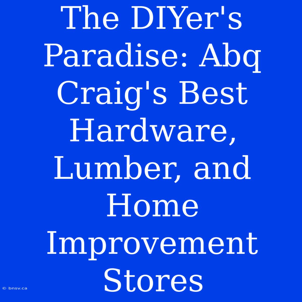 The DIYer's Paradise: Abq Craig's Best Hardware, Lumber, And Home Improvement Stores