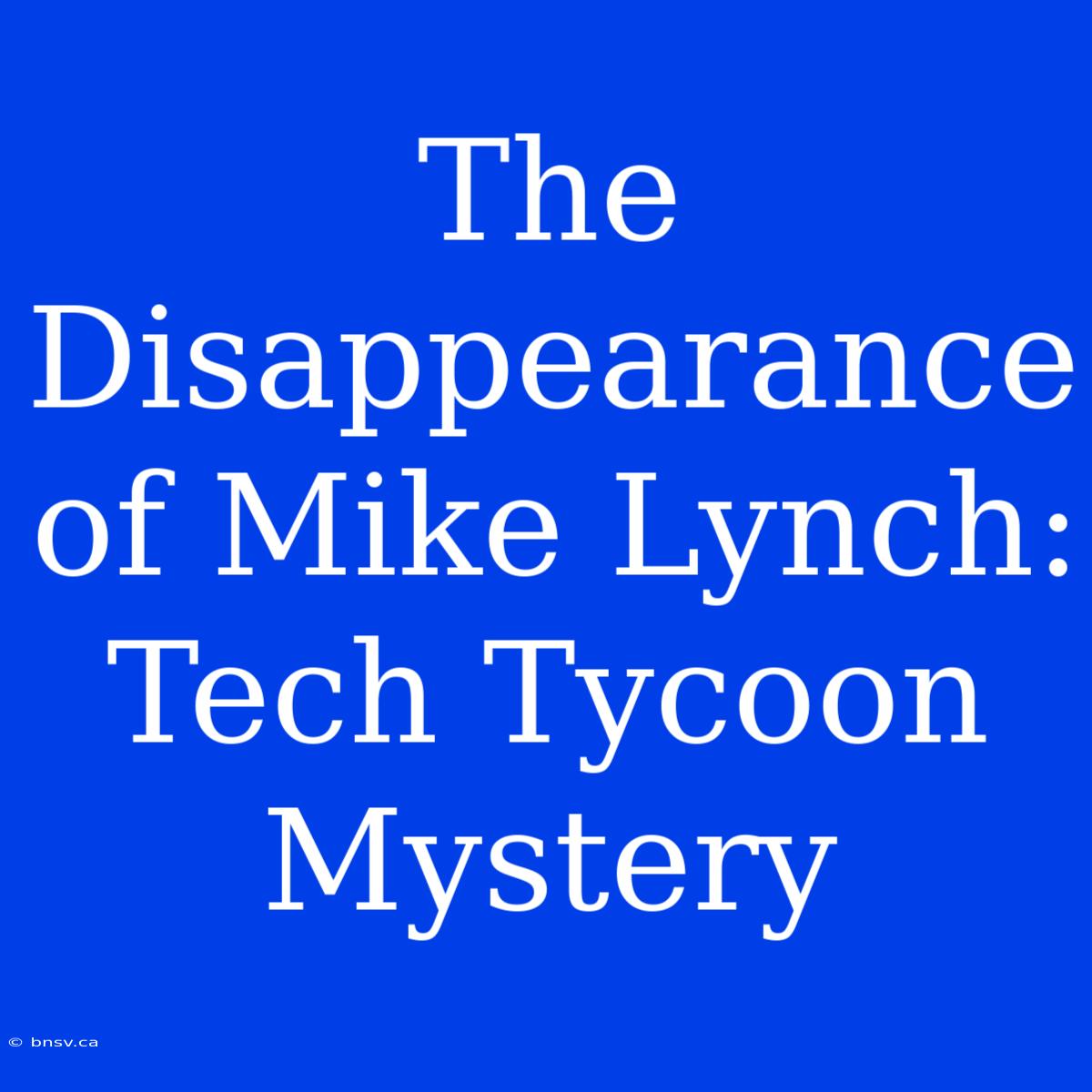 The Disappearance Of Mike Lynch: Tech Tycoon Mystery