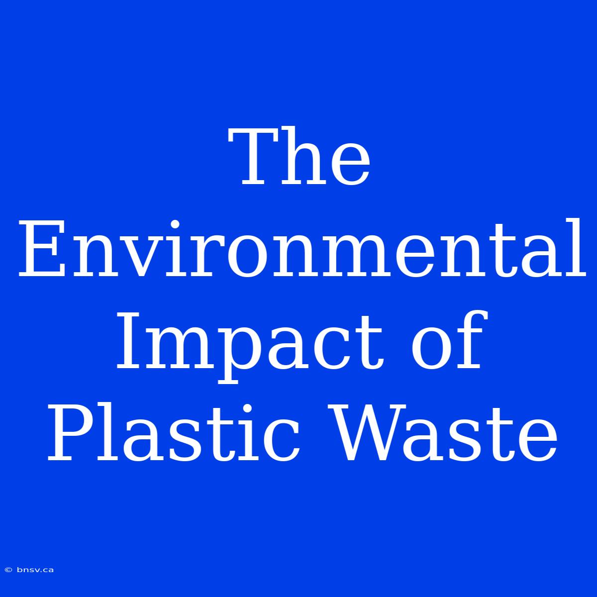 The Environmental Impact Of Plastic Waste