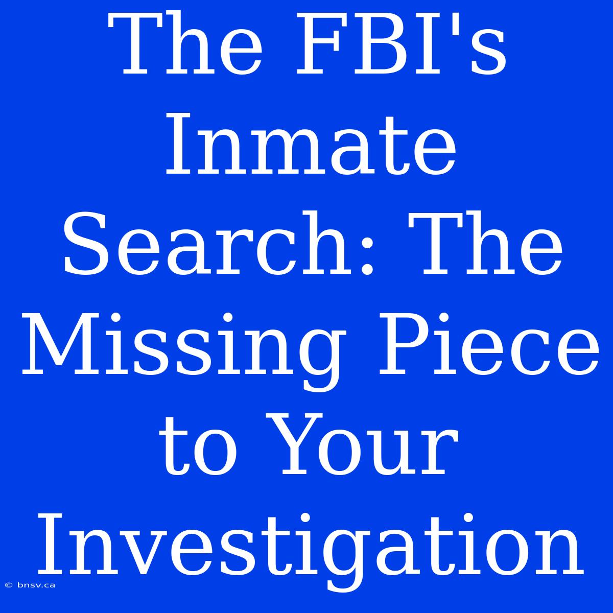 The FBI's Inmate Search: The Missing Piece To Your Investigation