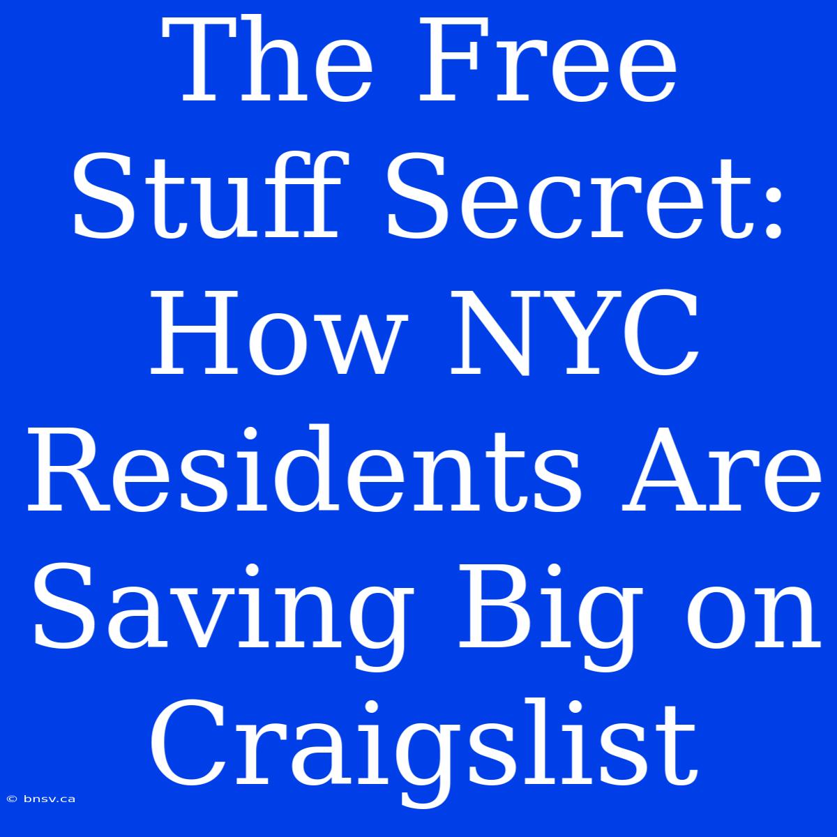 The Free Stuff Secret: How NYC Residents Are Saving Big On Craigslist