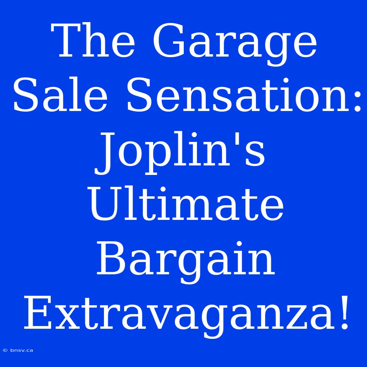 The Garage Sale Sensation: Joplin's Ultimate Bargain Extravaganza!