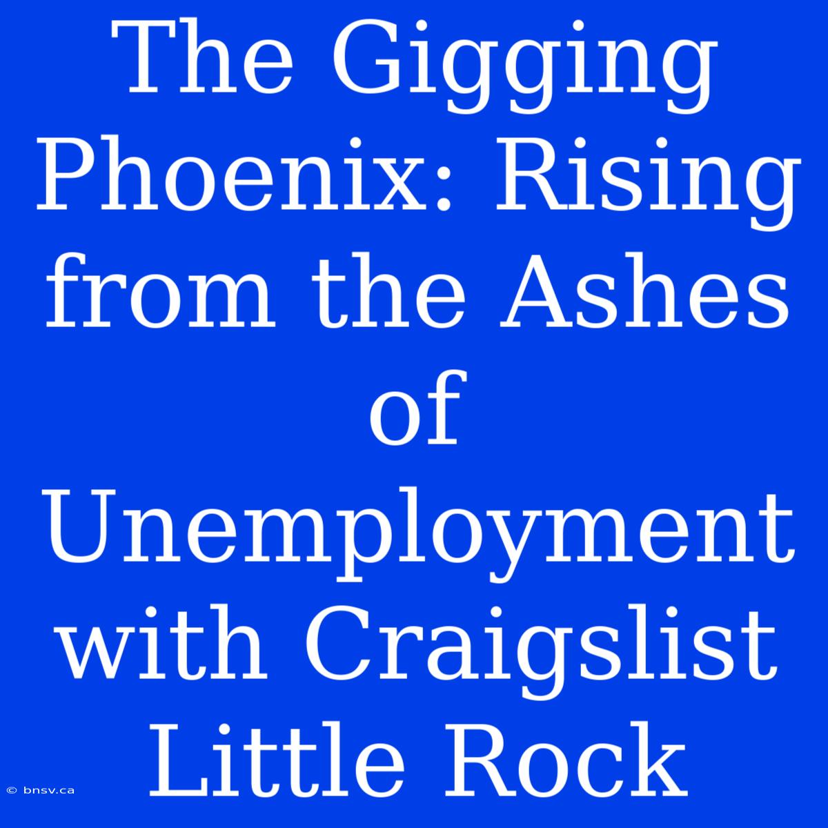 The Gigging Phoenix: Rising From The Ashes Of Unemployment With Craigslist Little Rock