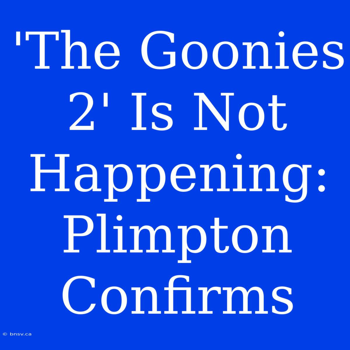 'The Goonies 2' Is Not Happening: Plimpton Confirms