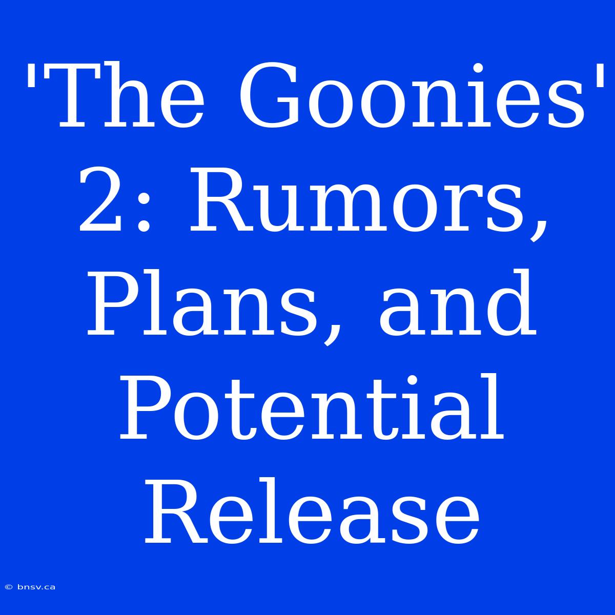 'The Goonies' 2: Rumors, Plans, And Potential Release