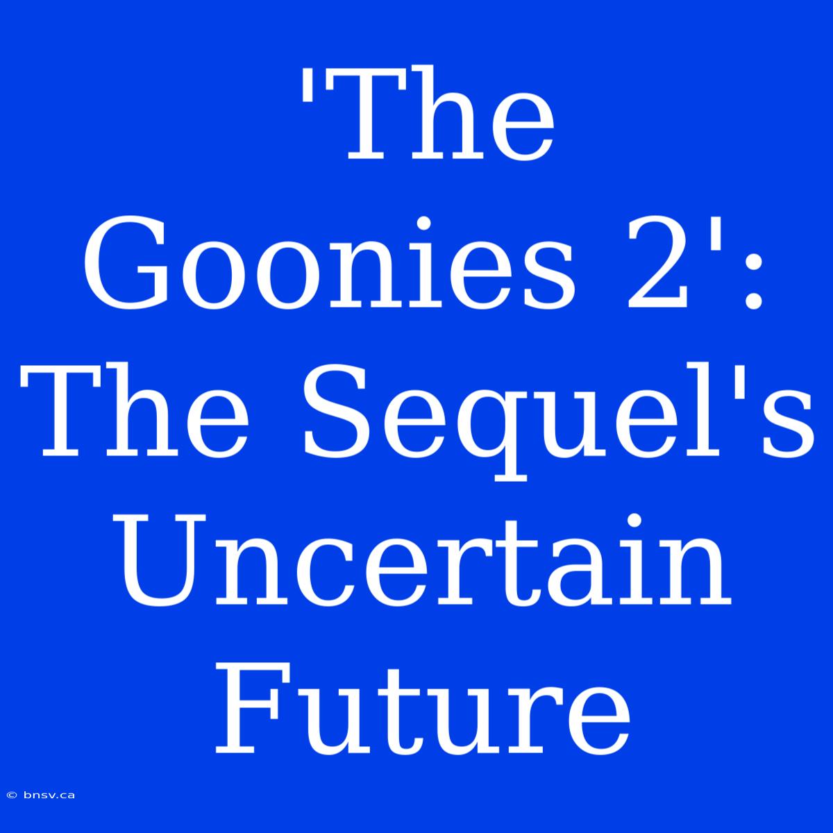 'The Goonies 2': The Sequel's Uncertain Future