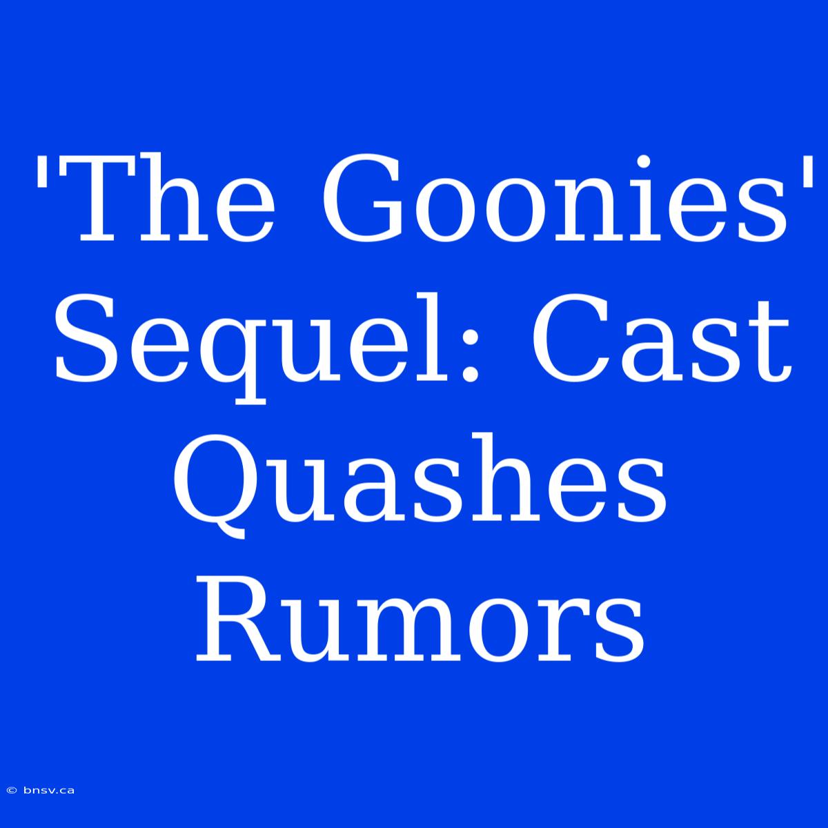 'The Goonies' Sequel: Cast Quashes Rumors