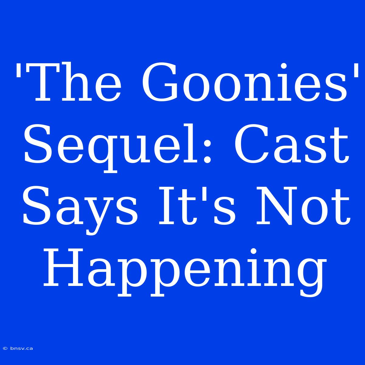 'The Goonies' Sequel: Cast Says It's Not Happening