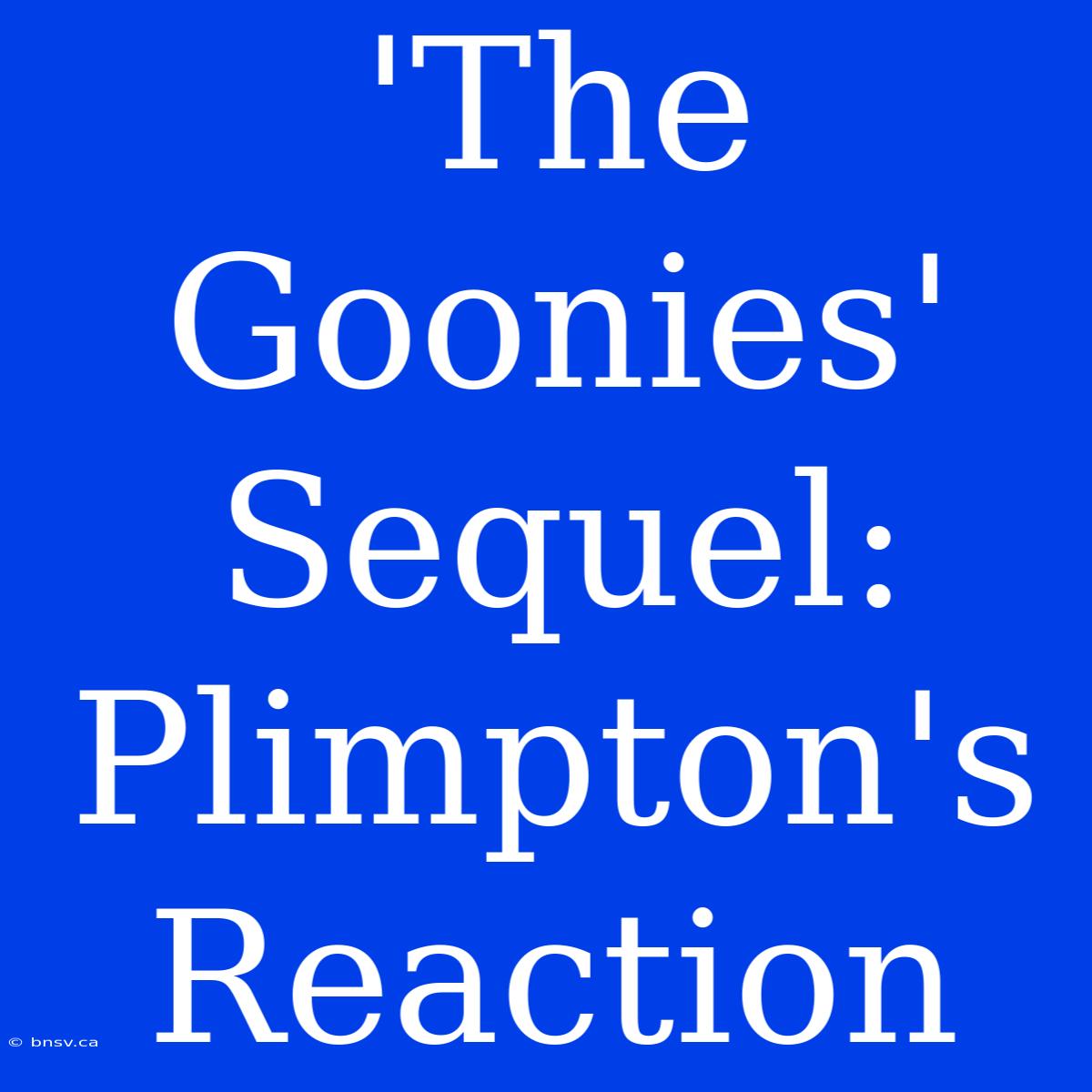 'The Goonies' Sequel: Plimpton's Reaction