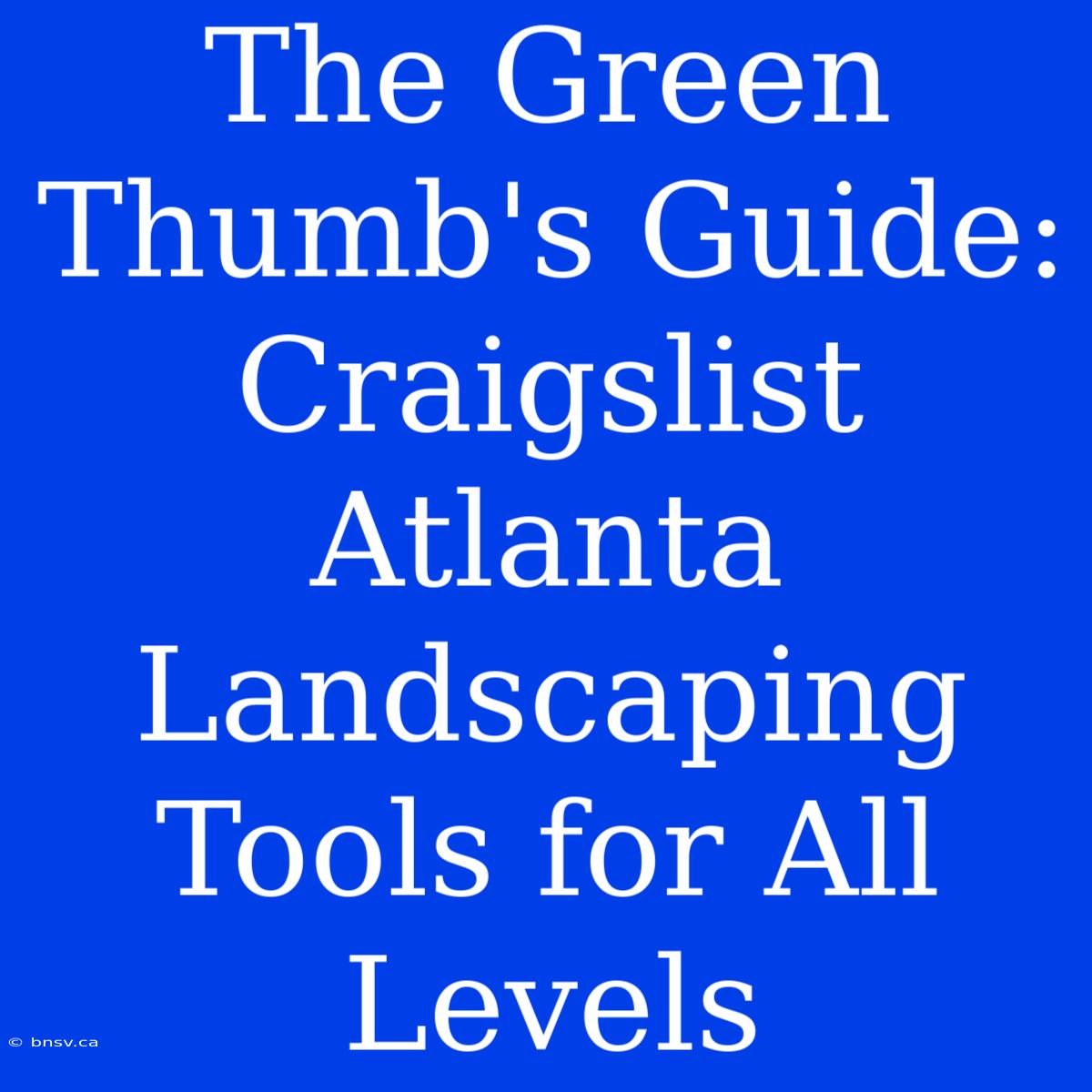 The Green Thumb's Guide: Craigslist Atlanta Landscaping Tools For All Levels