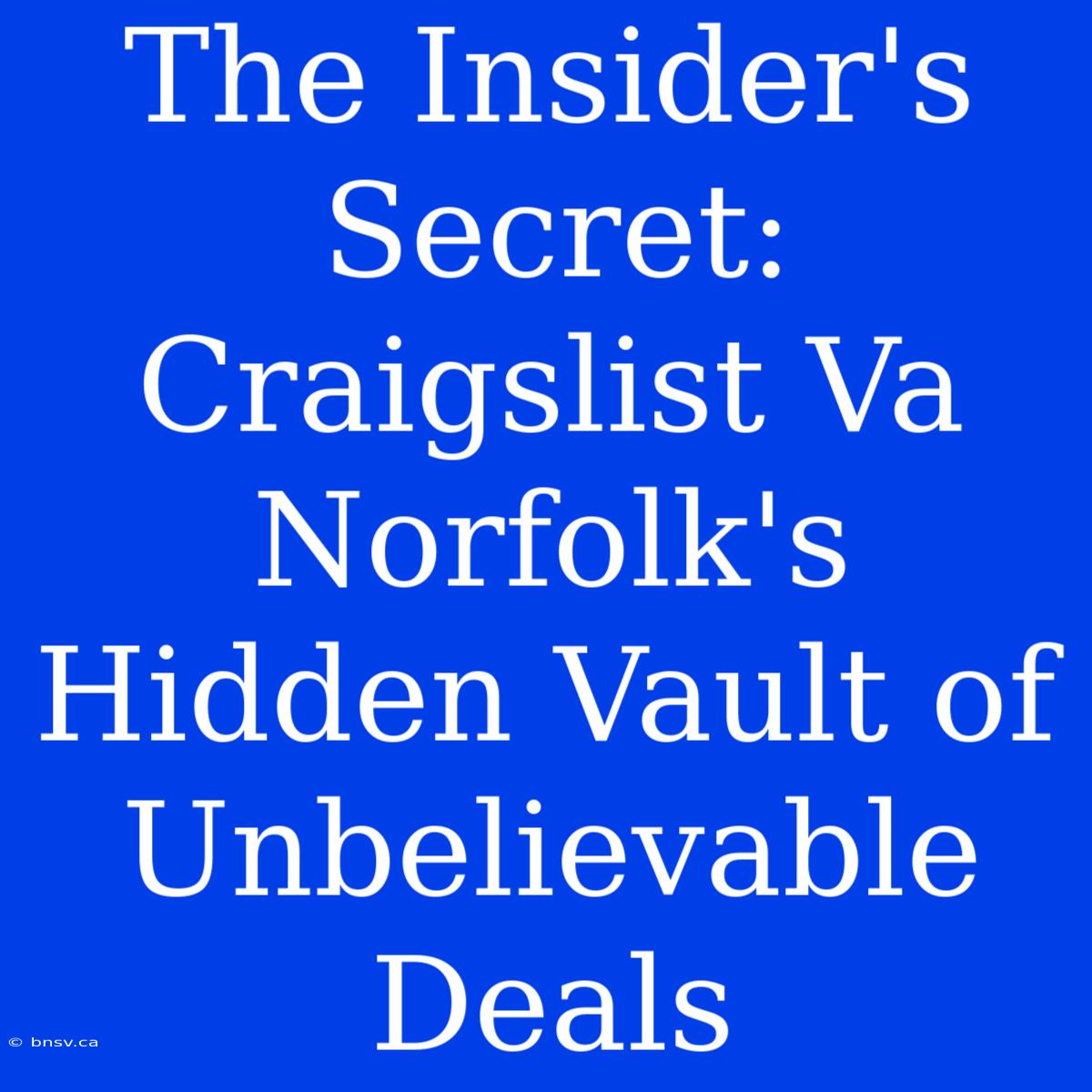 The Insider's Secret: Craigslist Va Norfolk's Hidden Vault Of Unbelievable Deals