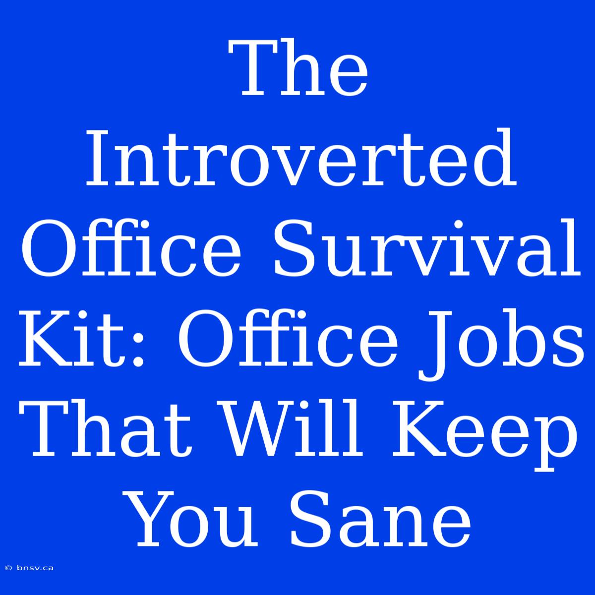 The Introverted Office Survival Kit: Office Jobs That Will Keep You Sane