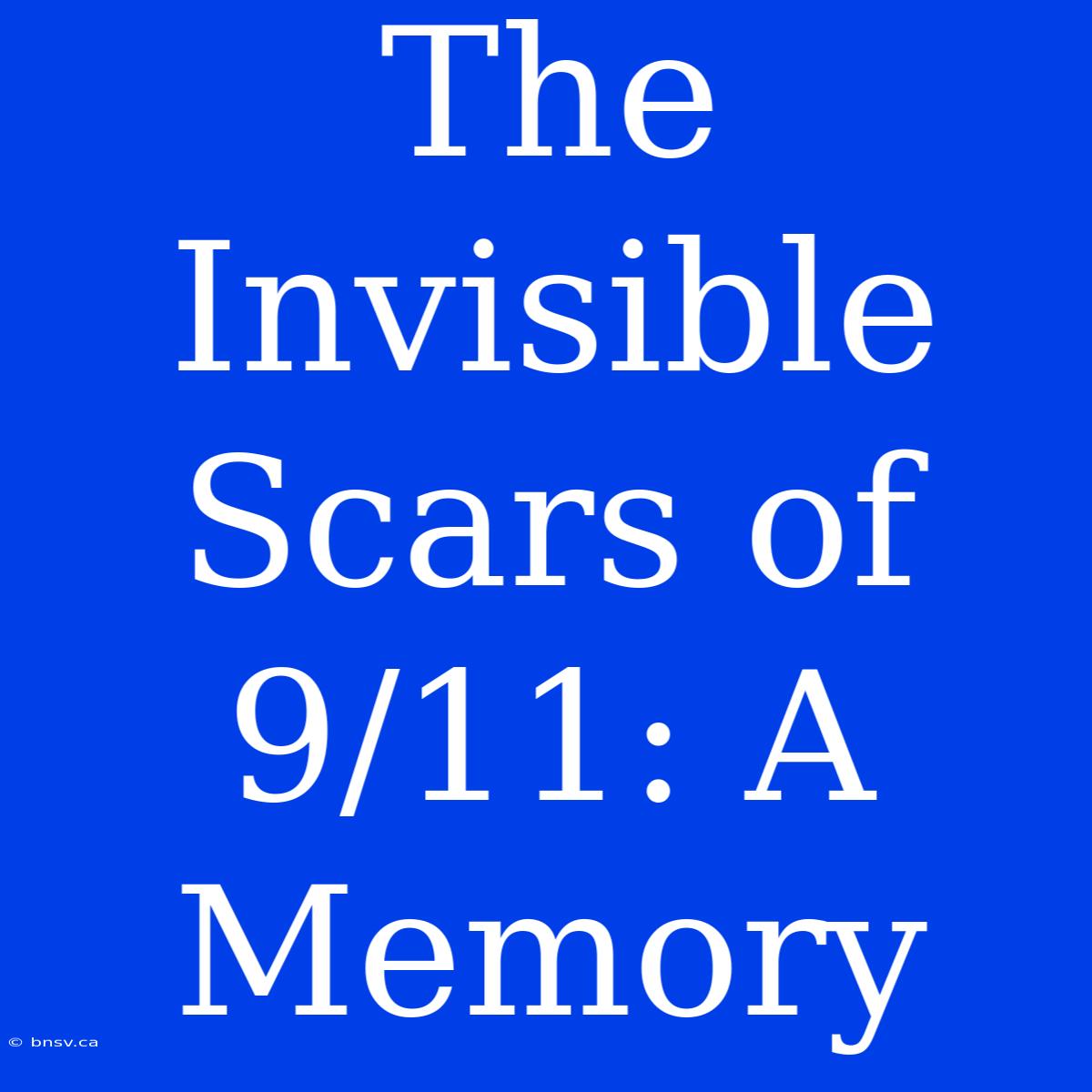 The Invisible Scars Of 9/11: A Memory