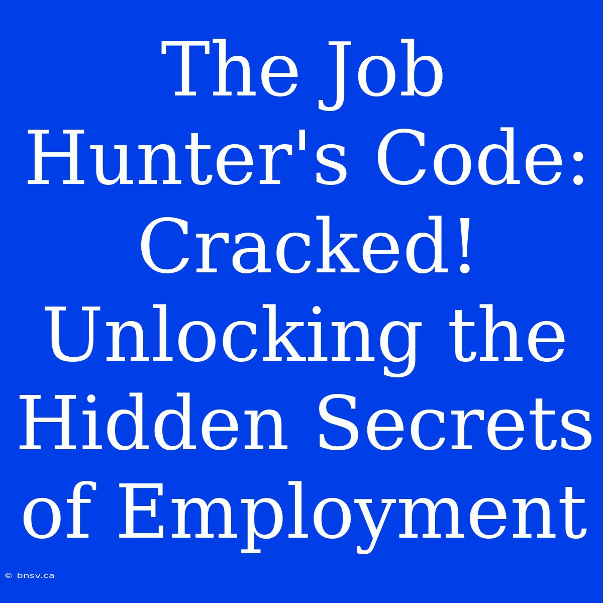 The Job Hunter's Code: Cracked! Unlocking The Hidden Secrets Of Employment