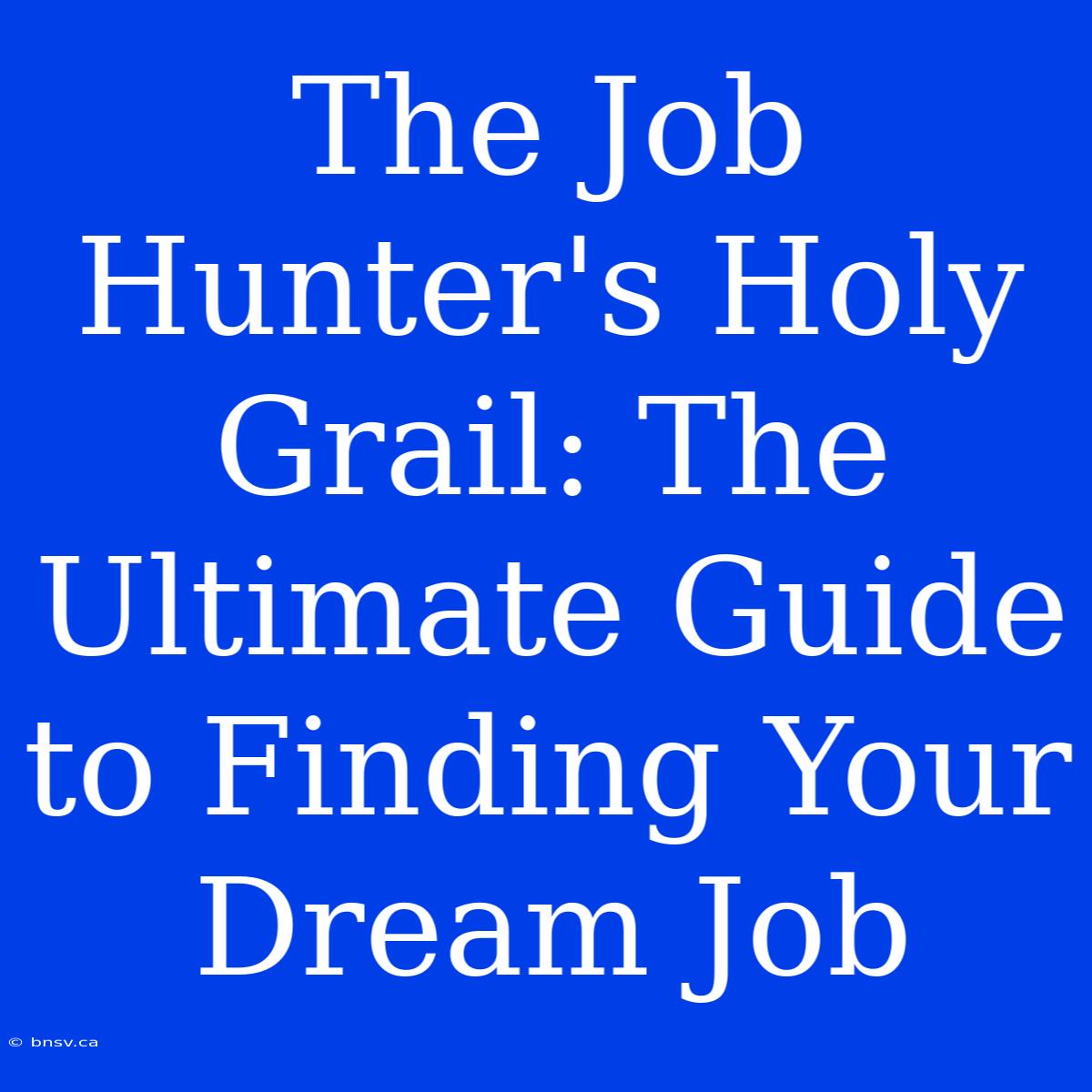 The Job Hunter's Holy Grail: The Ultimate Guide To Finding Your Dream Job