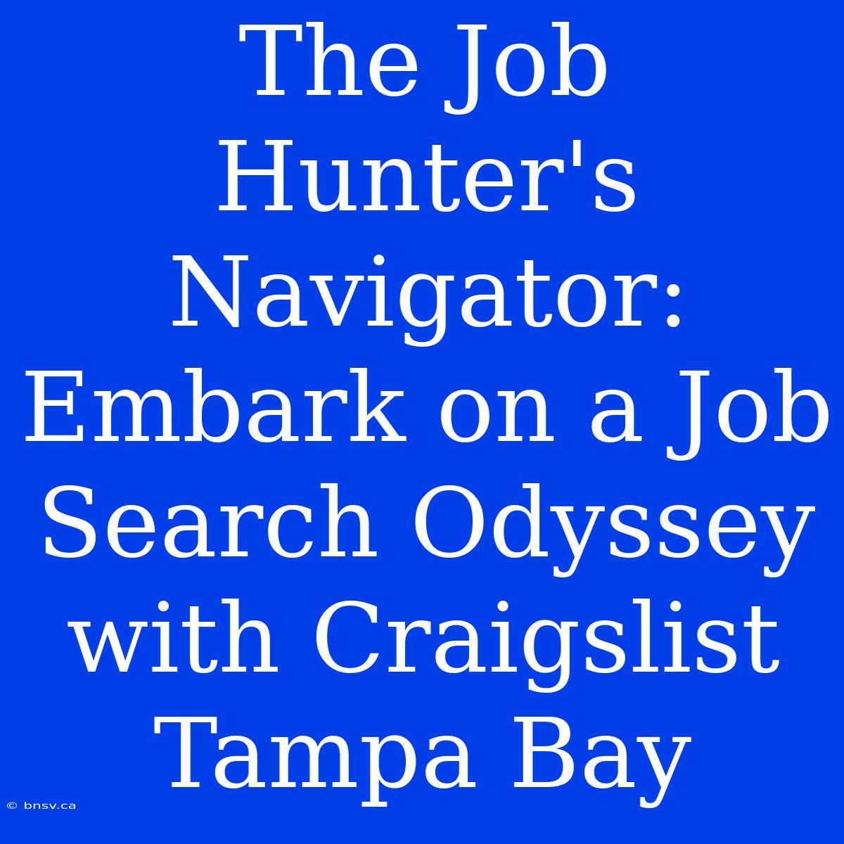 The Job Hunter's Navigator: Embark On A Job Search Odyssey With Craigslist Tampa Bay