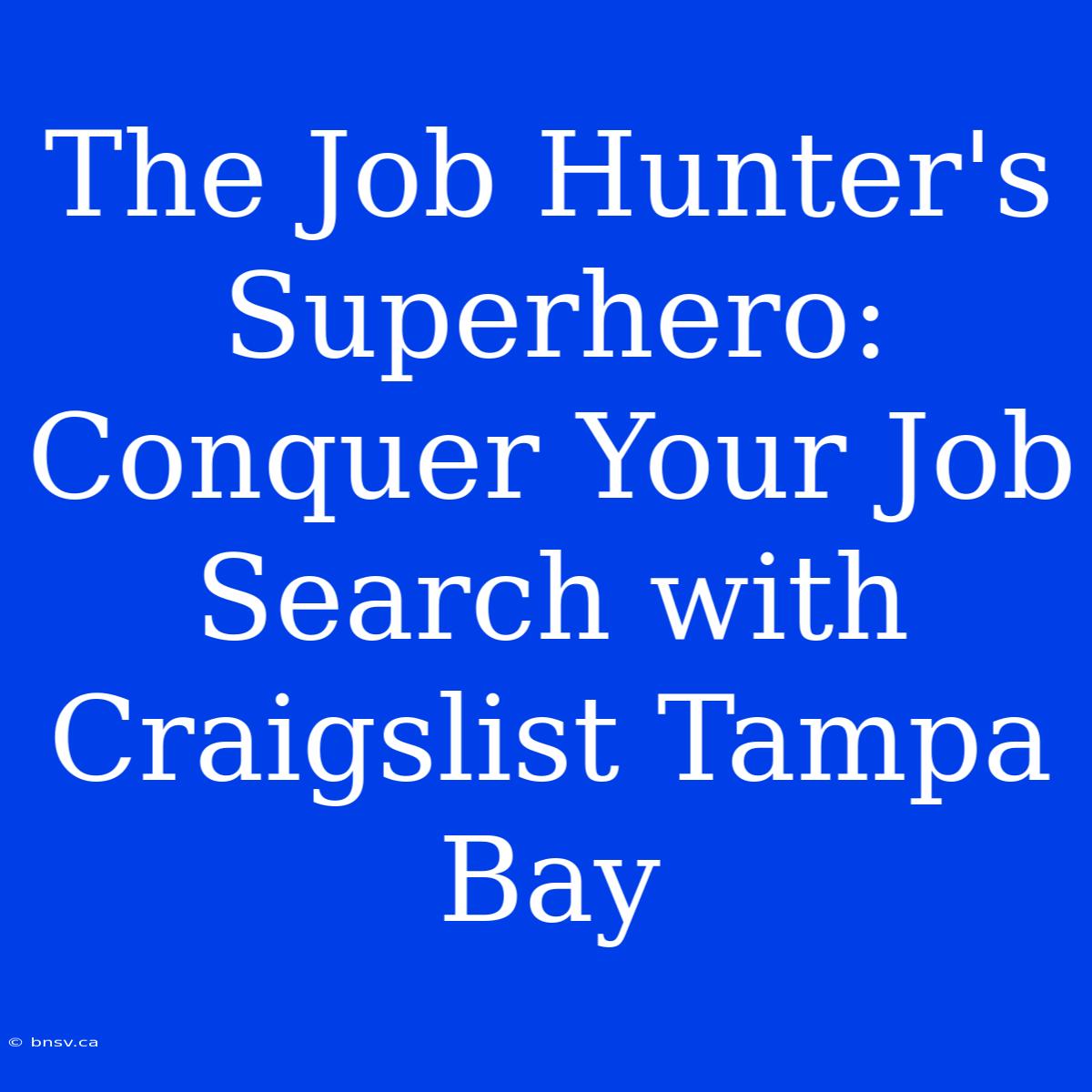 The Job Hunter's Superhero: Conquer Your Job Search With Craigslist Tampa Bay