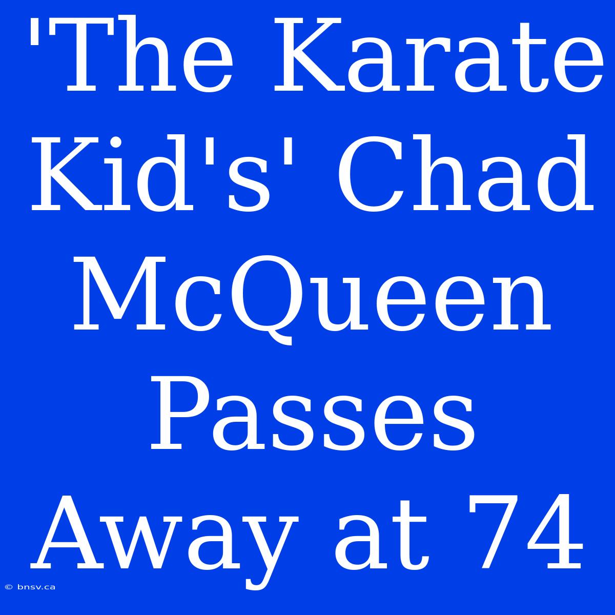 'The Karate Kid's' Chad McQueen Passes Away At 74