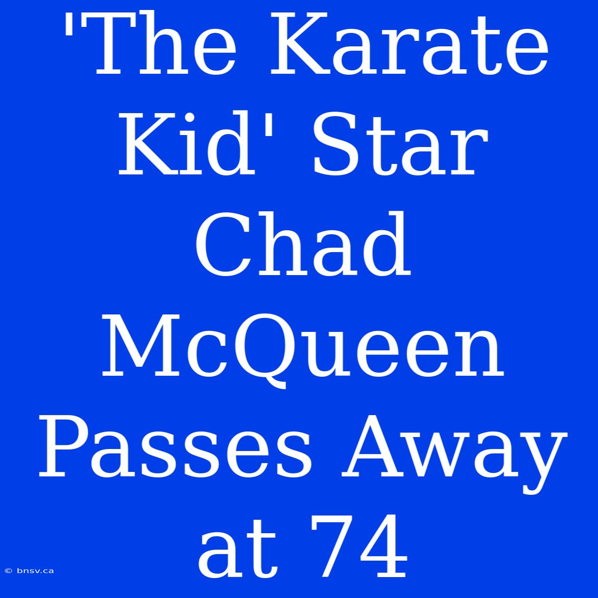 'The Karate Kid' Star Chad McQueen Passes Away At 74