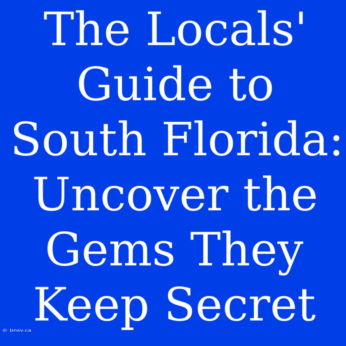 The Locals' Guide To South Florida: Uncover The Gems They Keep Secret