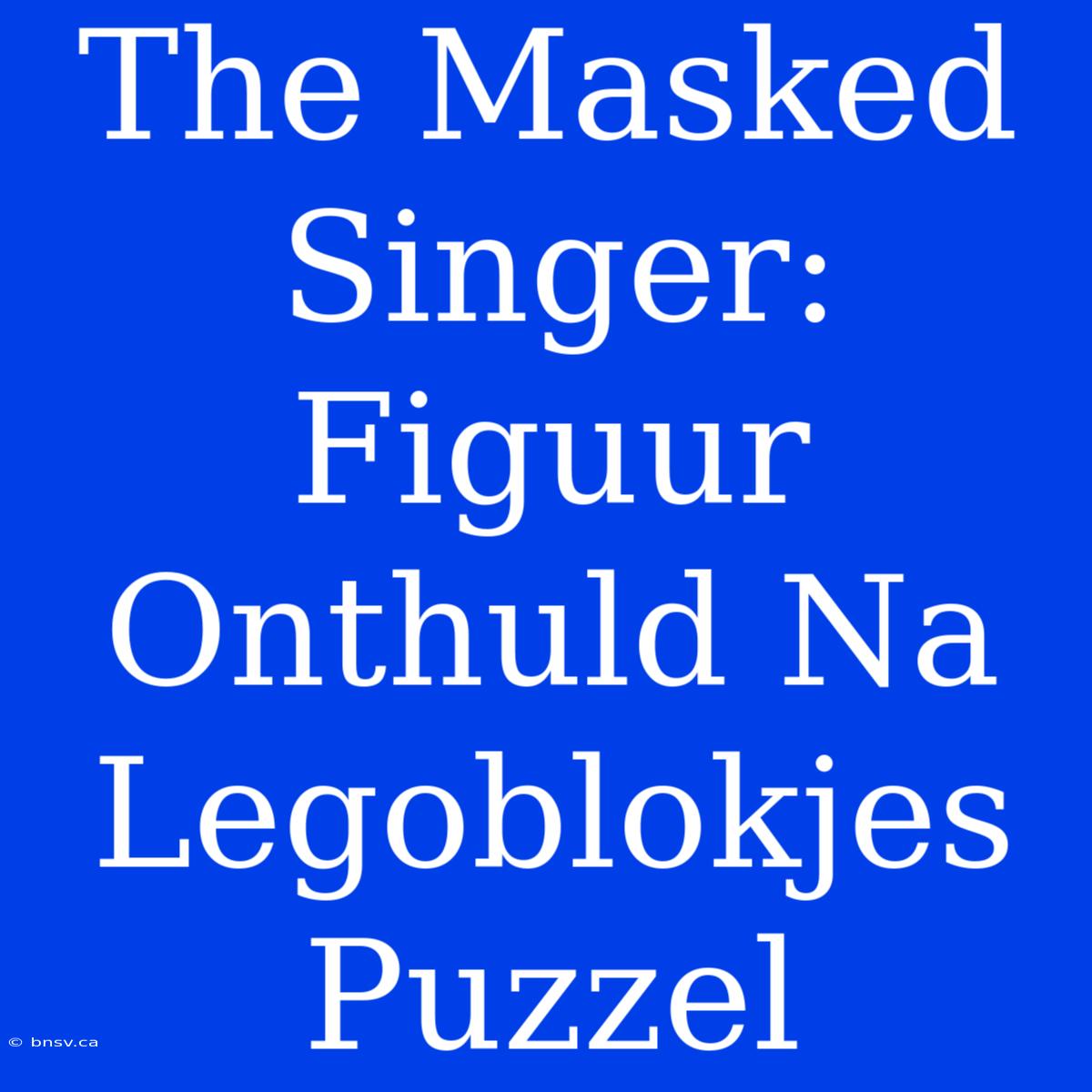 The Masked Singer:  Figuur Onthuld Na Legoblokjes Puzzel