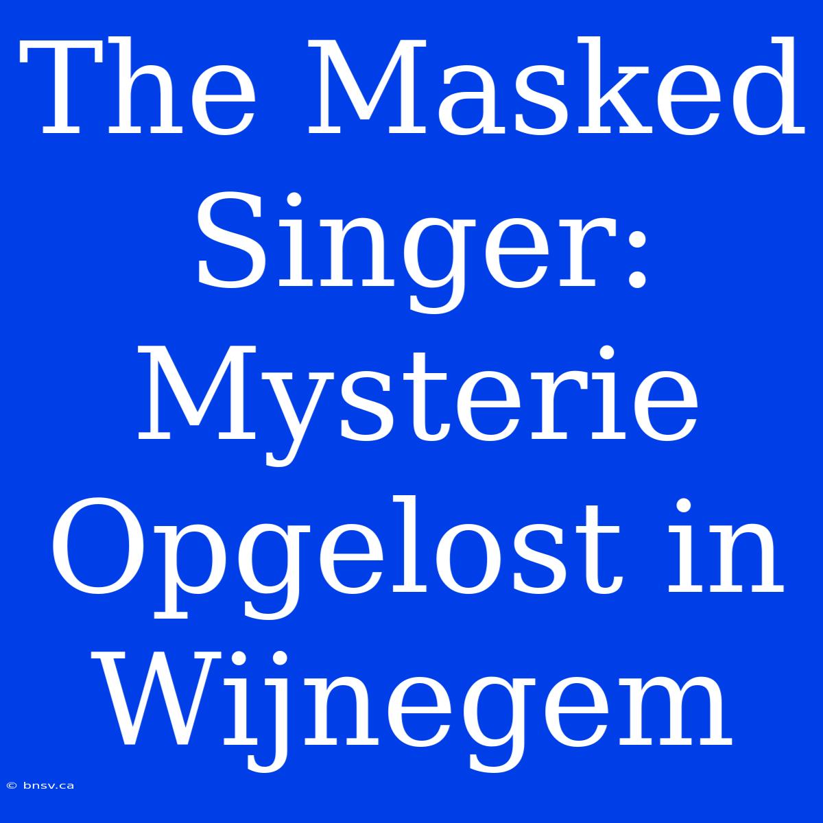 The Masked Singer: Mysterie Opgelost In Wijnegem