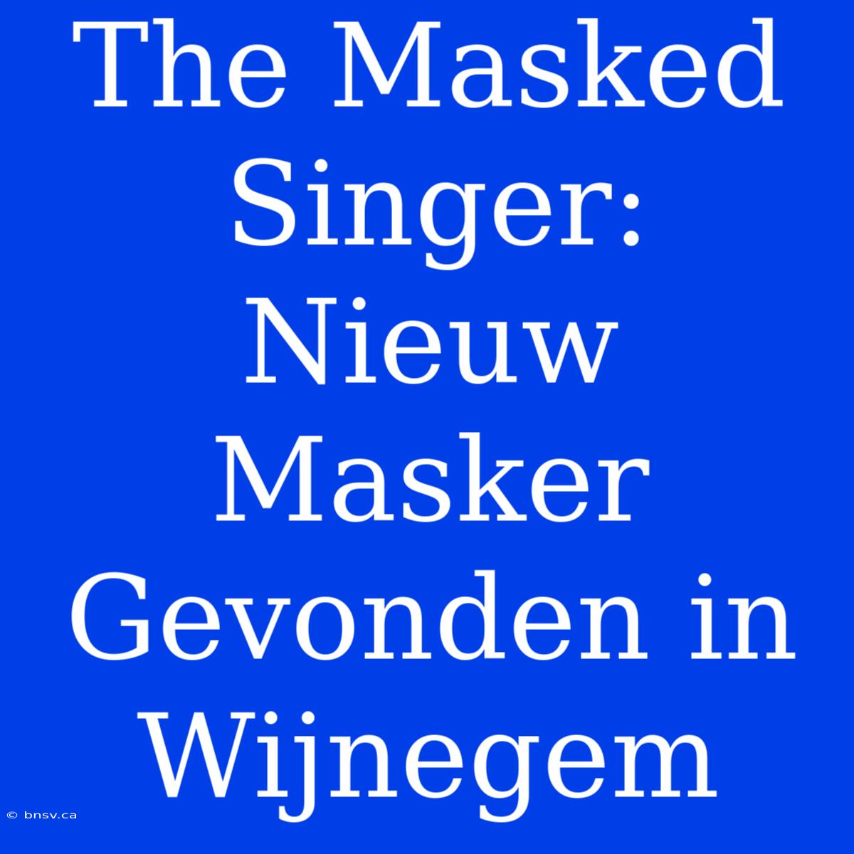 The Masked Singer: Nieuw Masker Gevonden In Wijnegem