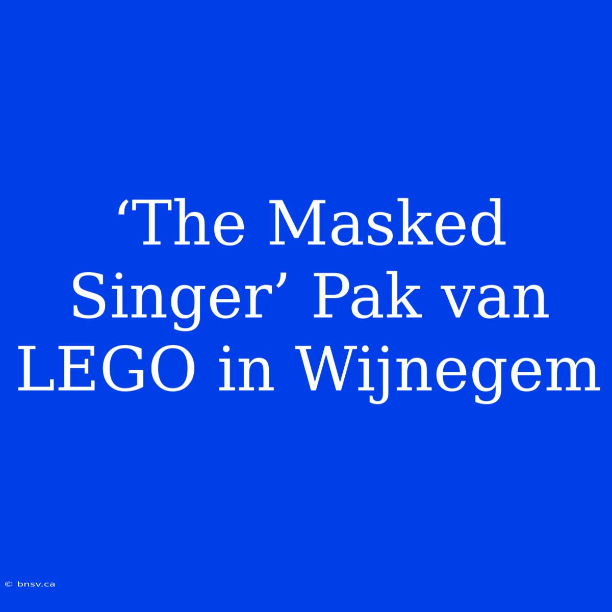 ‘The Masked Singer’ Pak Van LEGO In Wijnegem