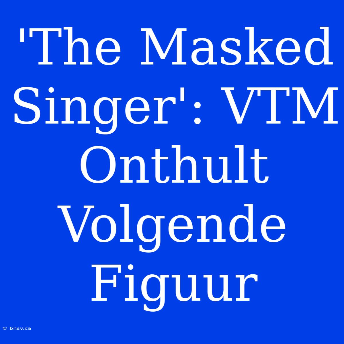 'The Masked Singer': VTM Onthult Volgende Figuur