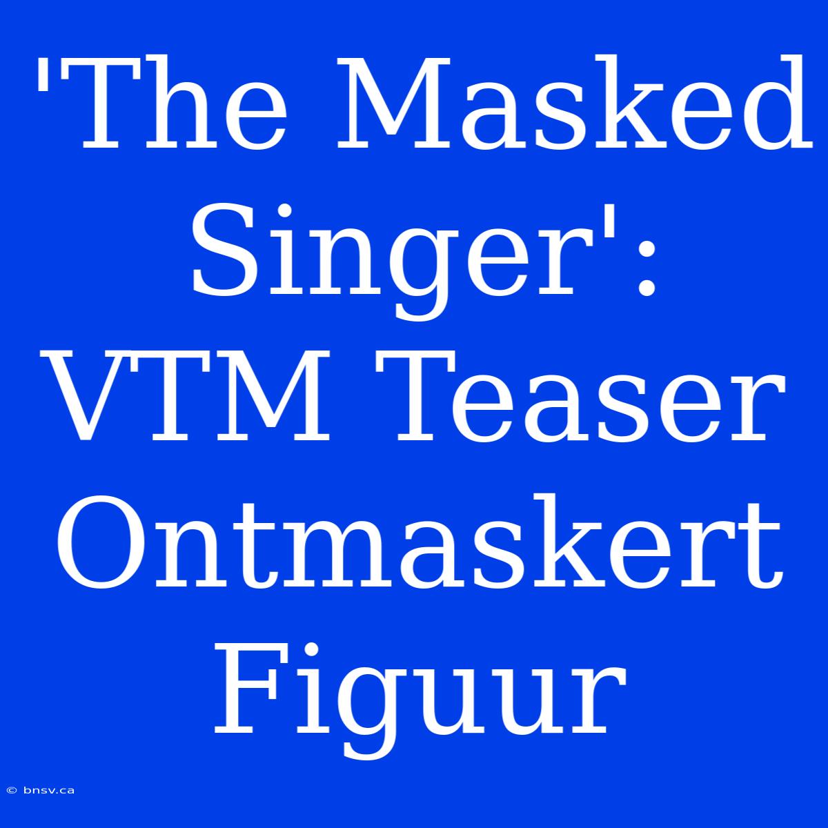 'The Masked Singer': VTM Teaser Ontmaskert Figuur