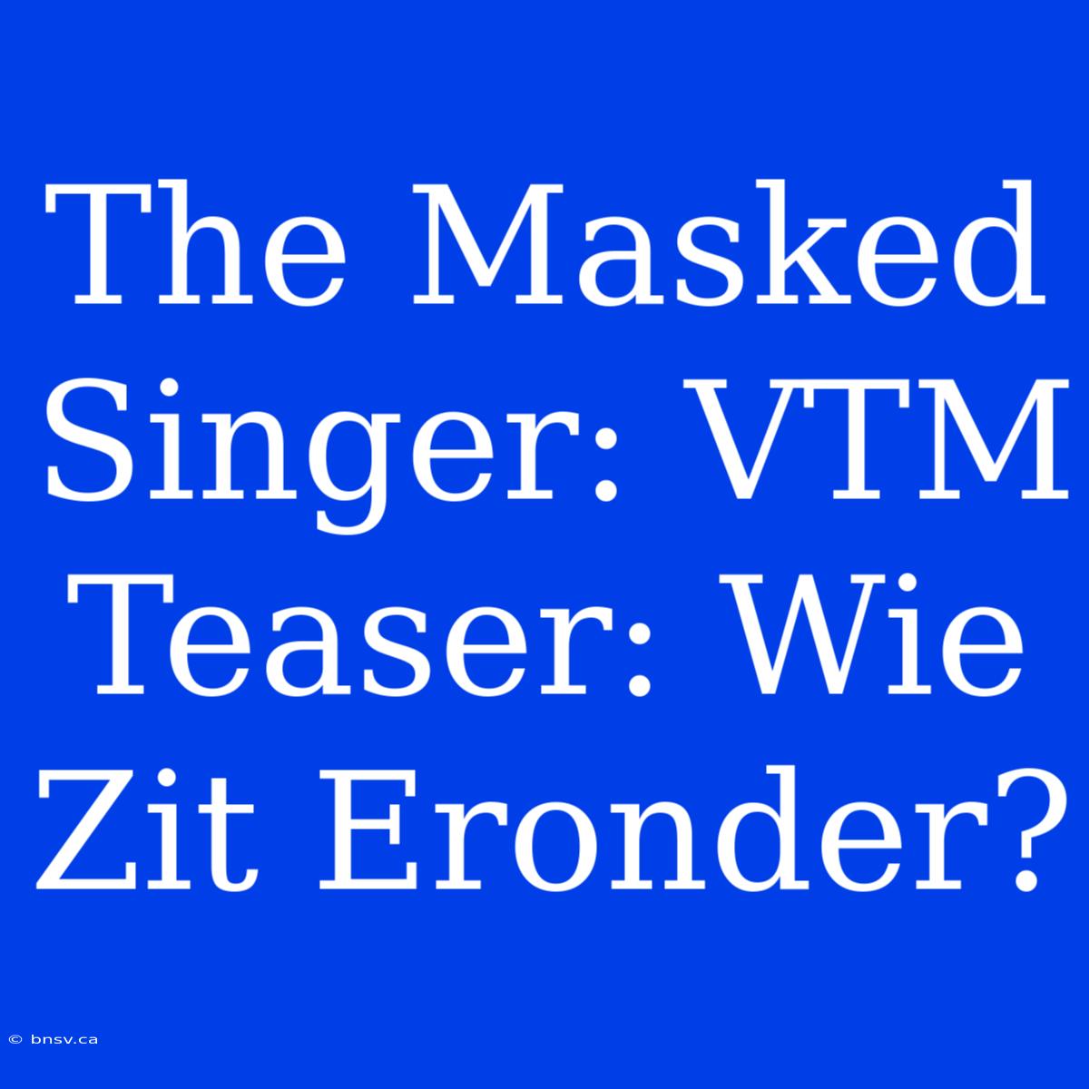 The Masked Singer: VTM Teaser: Wie Zit Eronder?