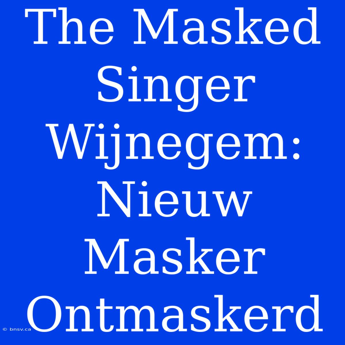 The Masked Singer Wijnegem:  Nieuw Masker Ontmaskerd