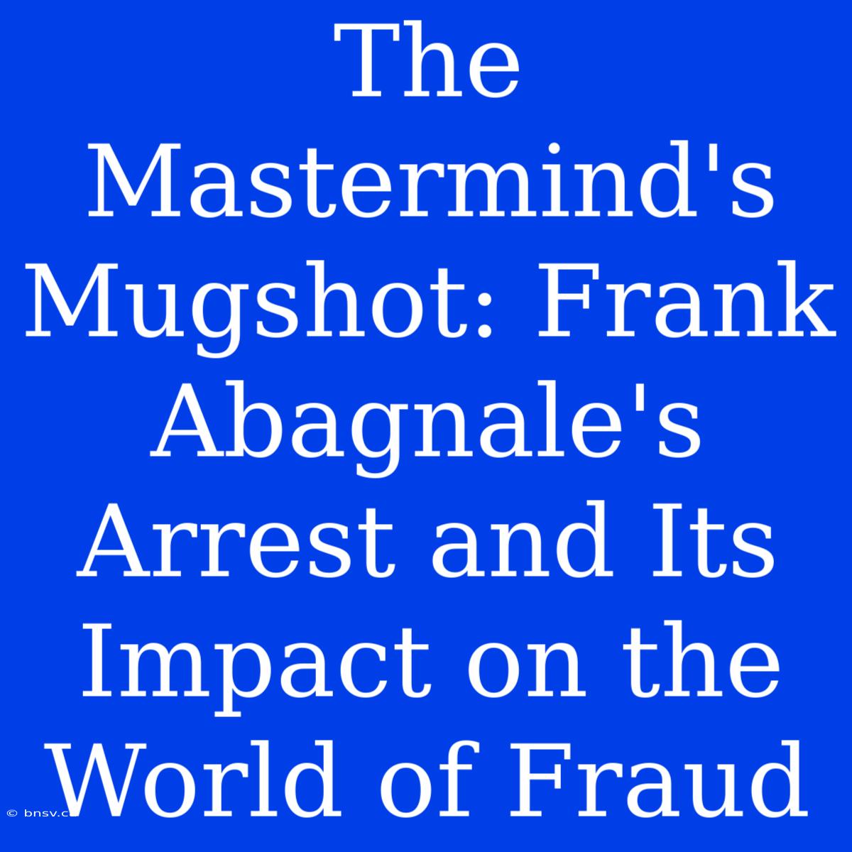 The Mastermind's Mugshot: Frank Abagnale's Arrest And Its Impact On The World Of Fraud