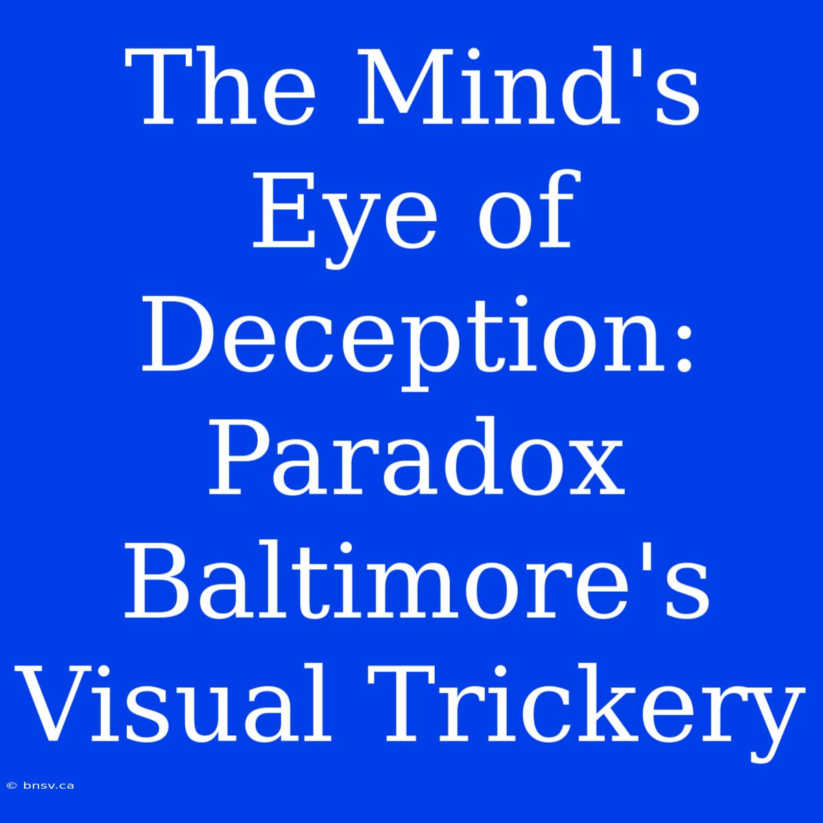 The Mind's Eye Of Deception: Paradox Baltimore's Visual Trickery