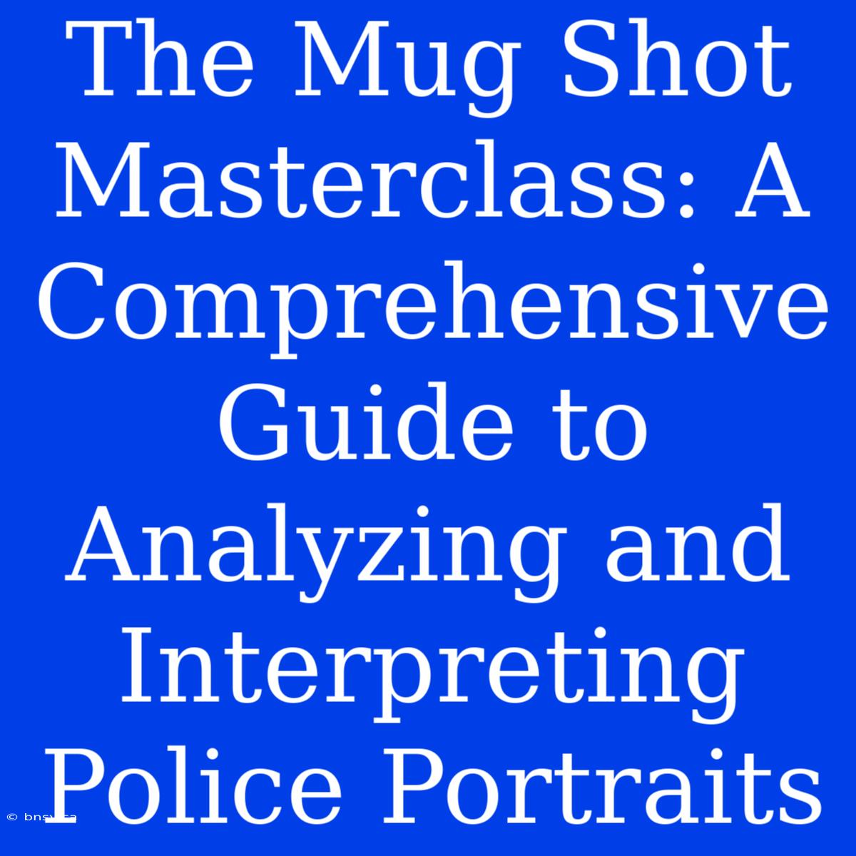 The Mug Shot Masterclass: A Comprehensive Guide To Analyzing And Interpreting Police Portraits