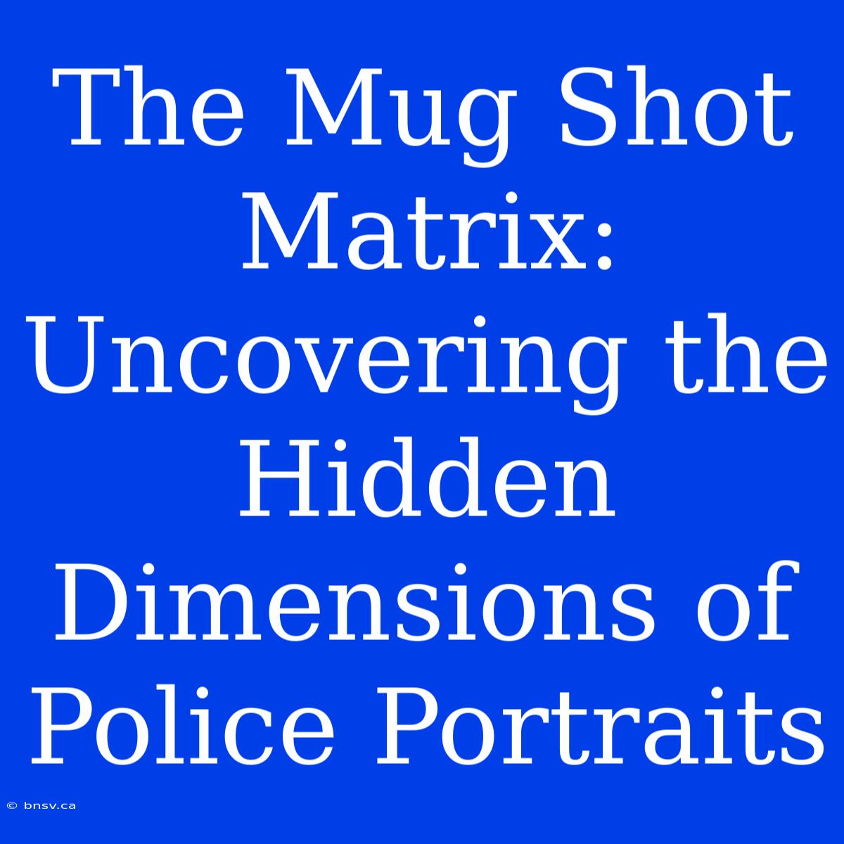 The Mug Shot Matrix: Uncovering The Hidden Dimensions Of Police Portraits