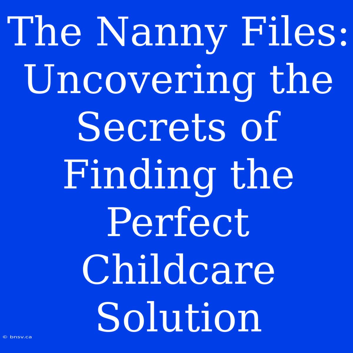 The Nanny Files: Uncovering The Secrets Of Finding The Perfect Childcare Solution