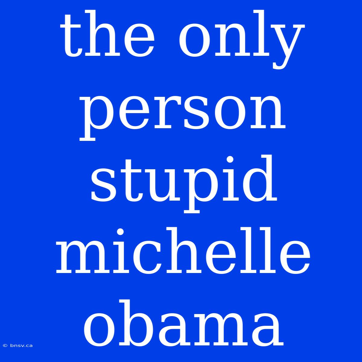 The Only Person Stupid Michelle Obama