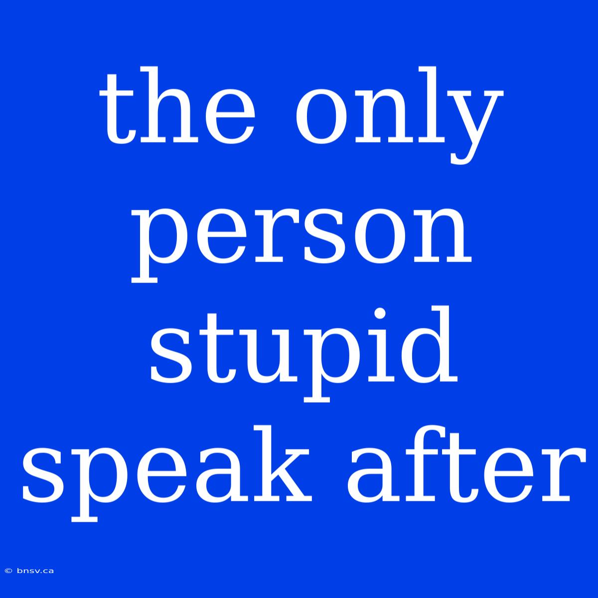 The Only Person Stupid Speak After