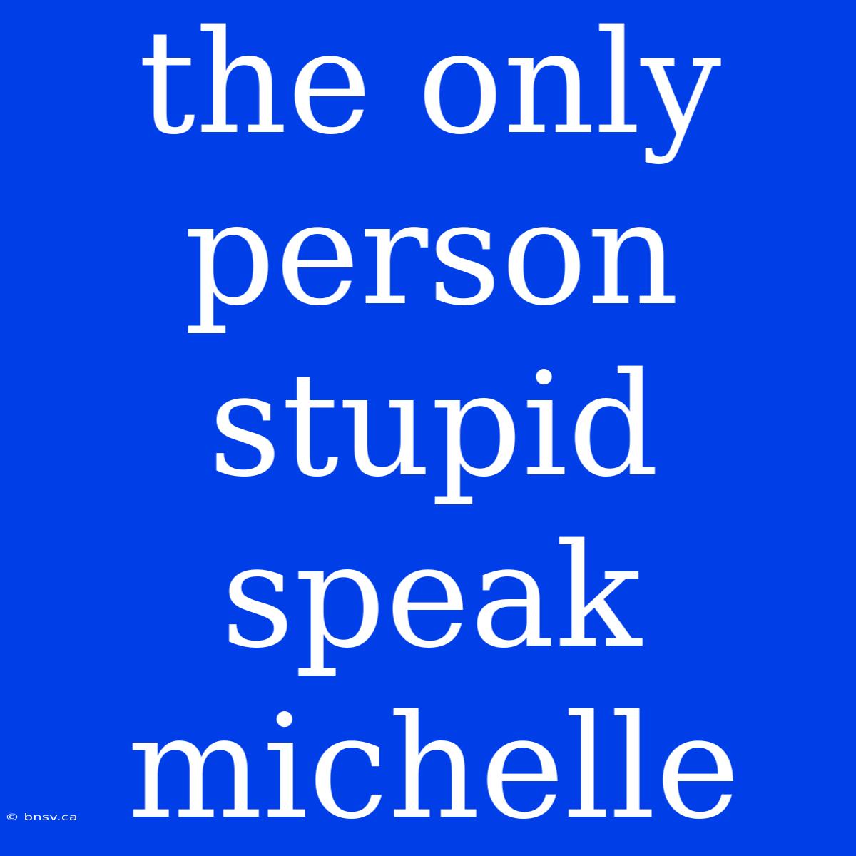 The Only Person Stupid Speak Michelle