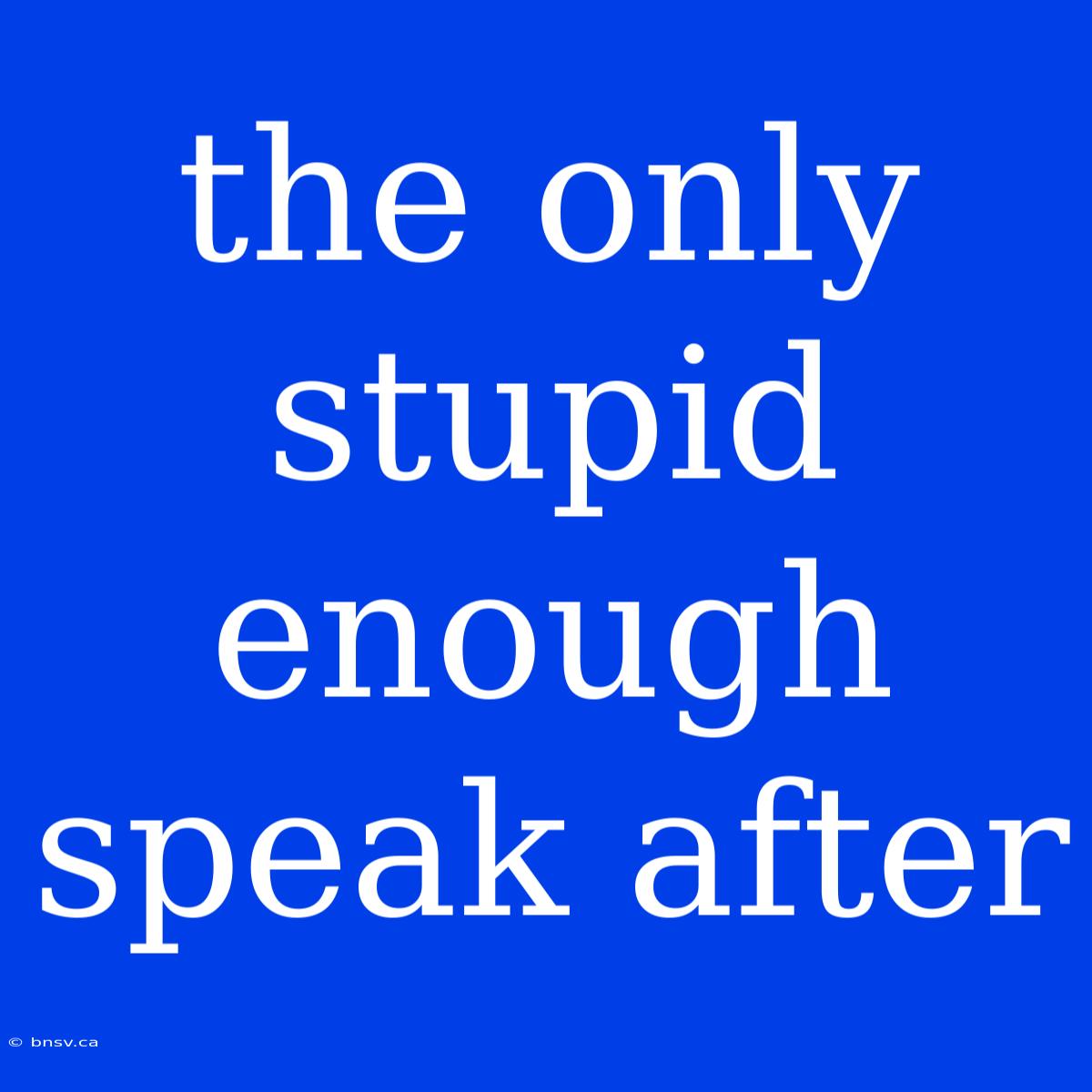 The Only Stupid Enough Speak After