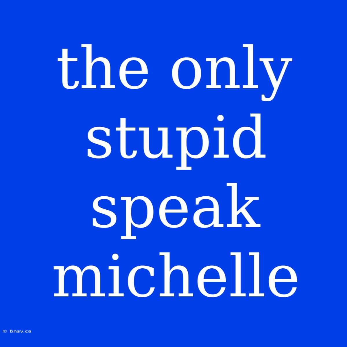 The Only Stupid Speak Michelle