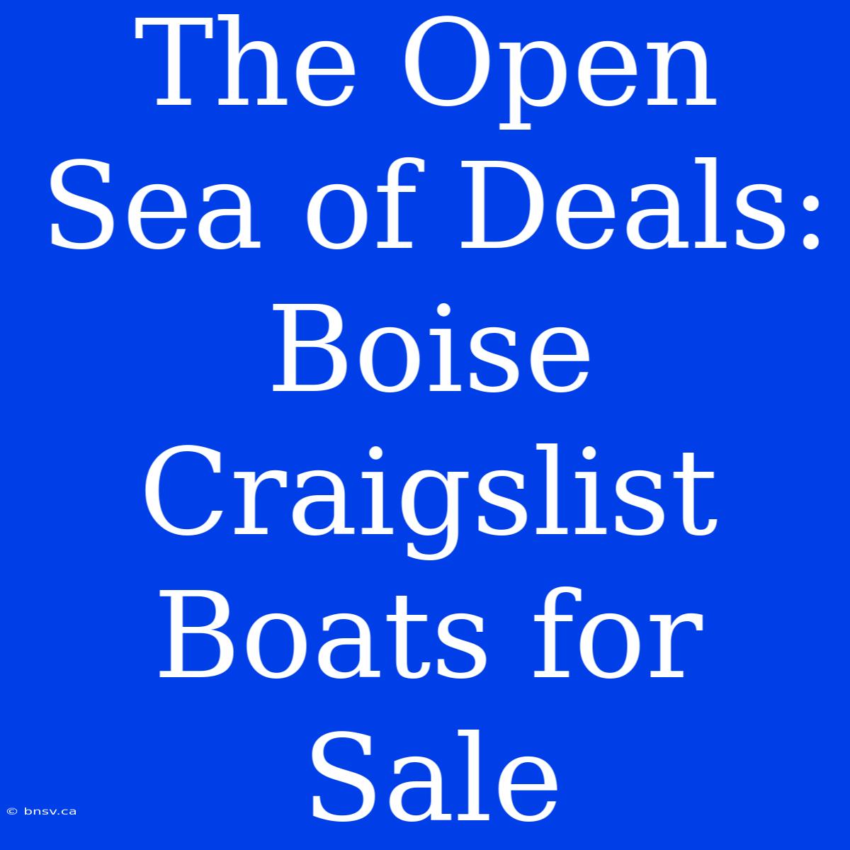 The Open Sea Of Deals: Boise Craigslist Boats For Sale