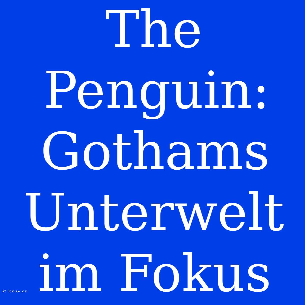 The Penguin: Gothams Unterwelt Im Fokus