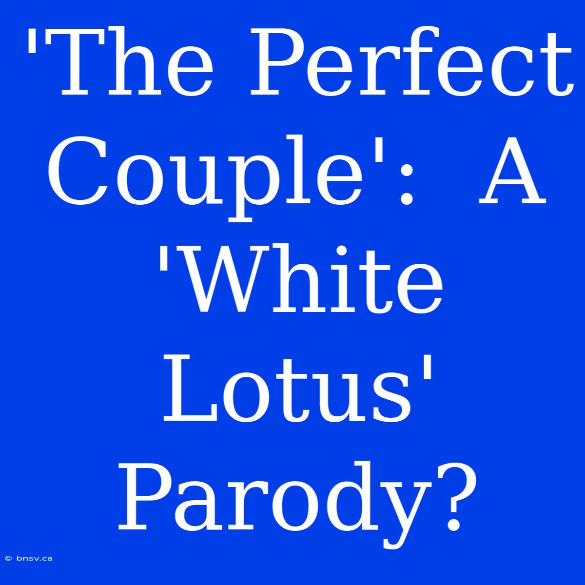 'The Perfect Couple':  A 'White Lotus' Parody?