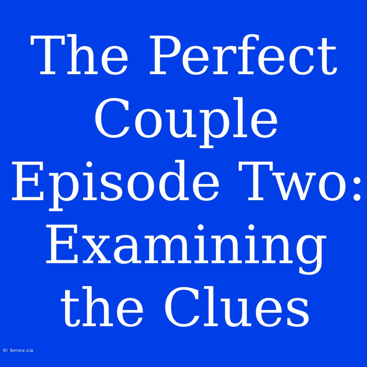 The Perfect Couple Episode Two: Examining The Clues